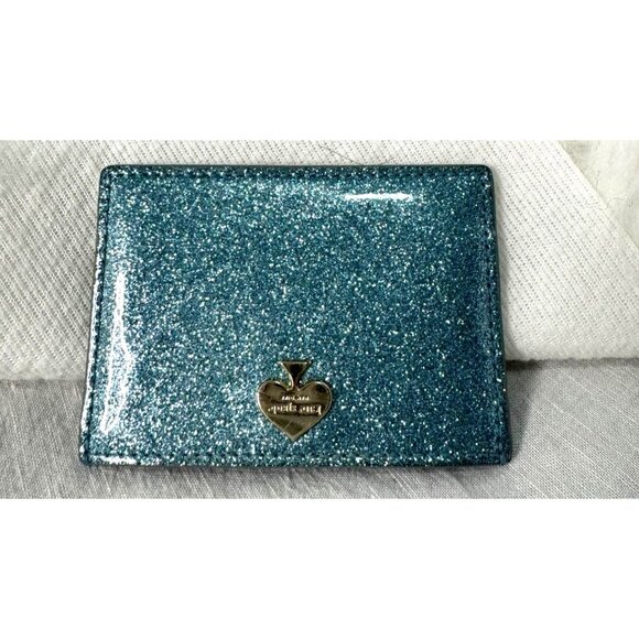 KATE SPADE BLUE GLITTER CARD HOLDER EUC - Picture 1 of 4